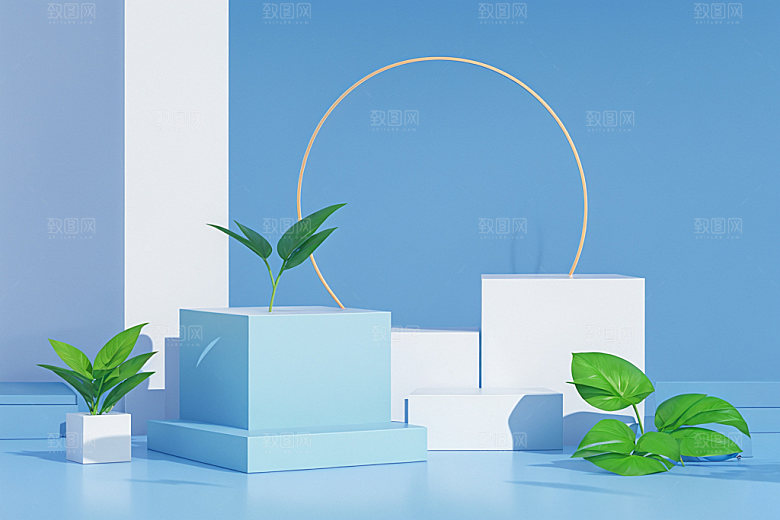 夏日清新高端化妆品电商背景