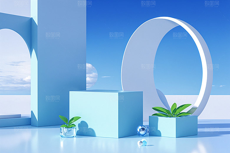 夏日清新化妆品INS风电商背景
