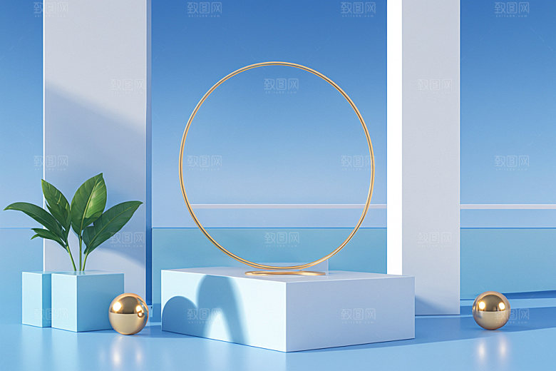 夏日清新高端产品电商背景