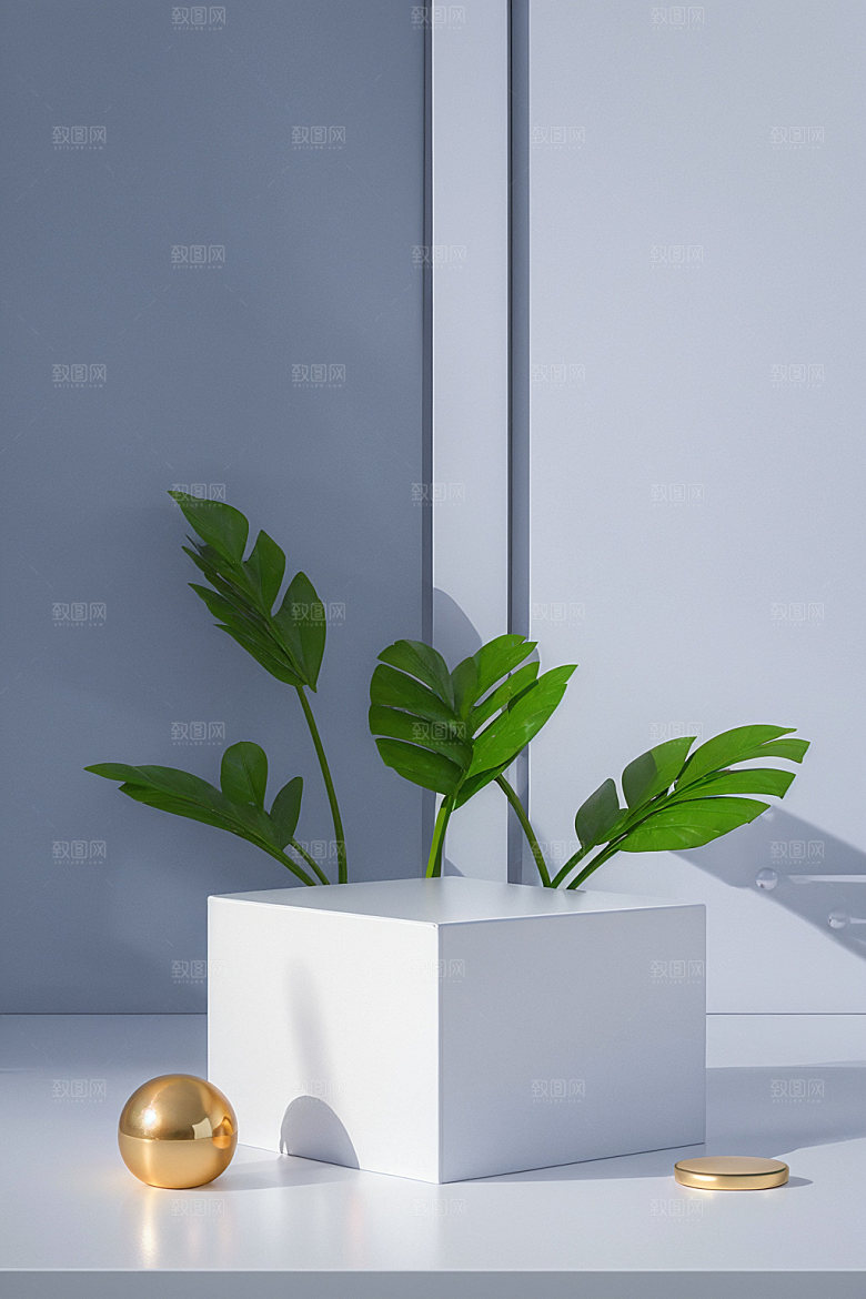 夏日清新简洁展台电商背景