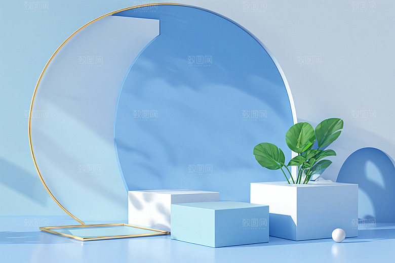 夏日清新展台化妆品电商背景