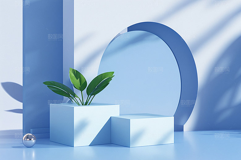 夏日清新展台质感电商背景