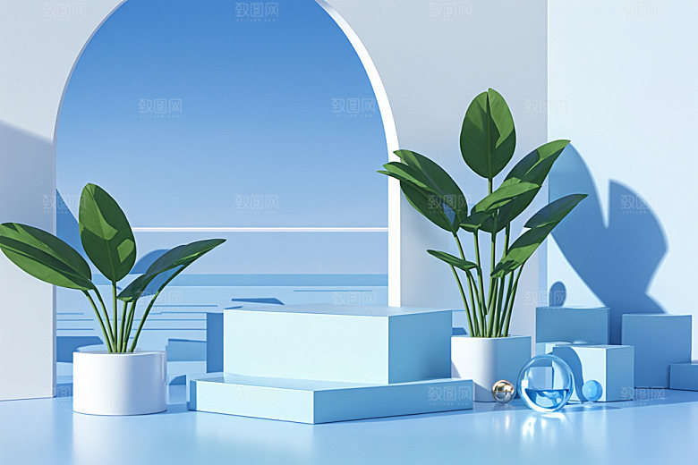 夏日清新明亮产品电商背景