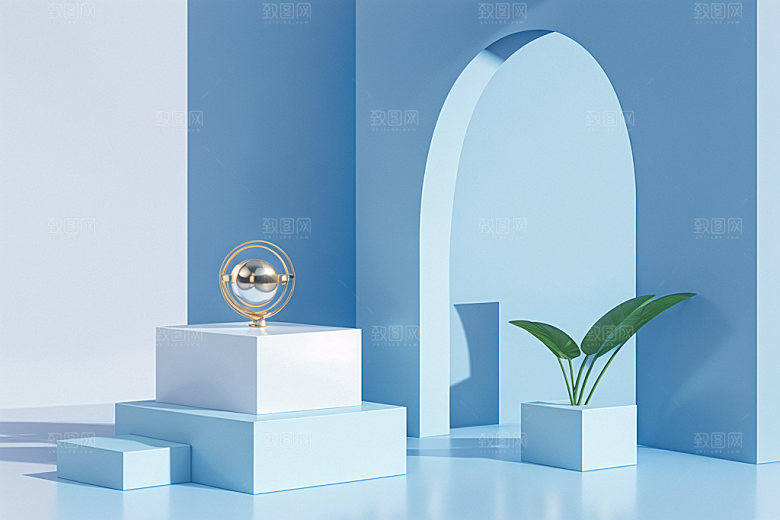 夏日清新产品展台电商背景