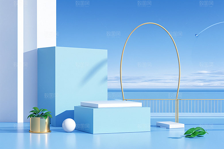 夏日清新化妆品简洁电商背景