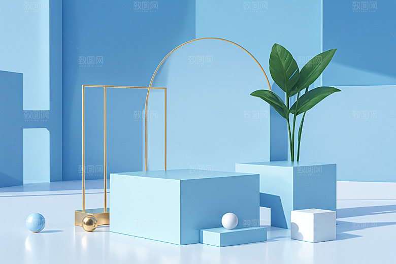夏日清新产品简洁电商背景