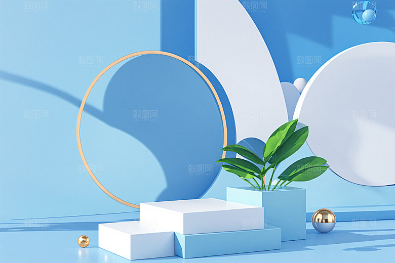 夏日清新展台产品电商背景