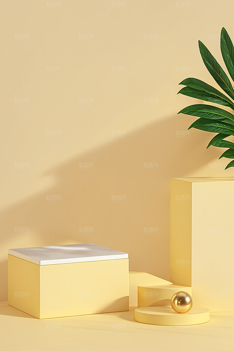 夏日清新质感展台电商背景