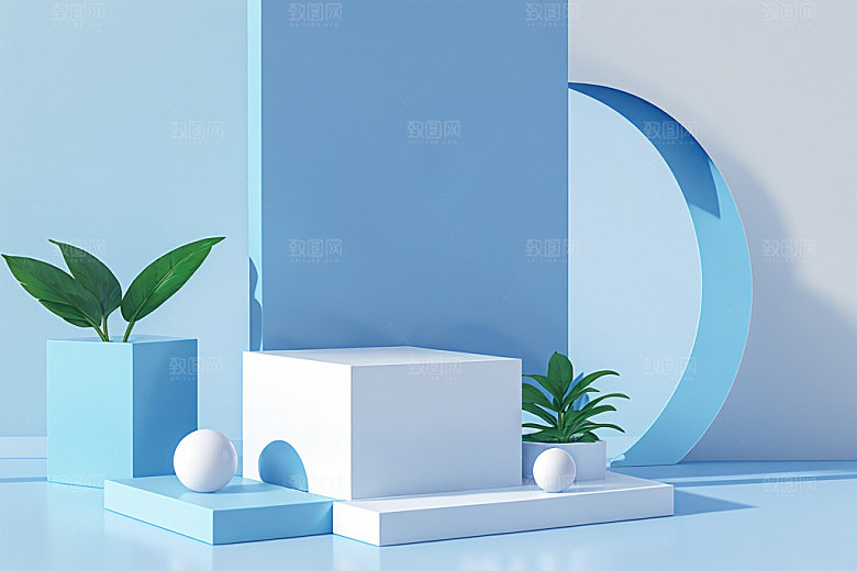 夏日清新高端展台电商背景
