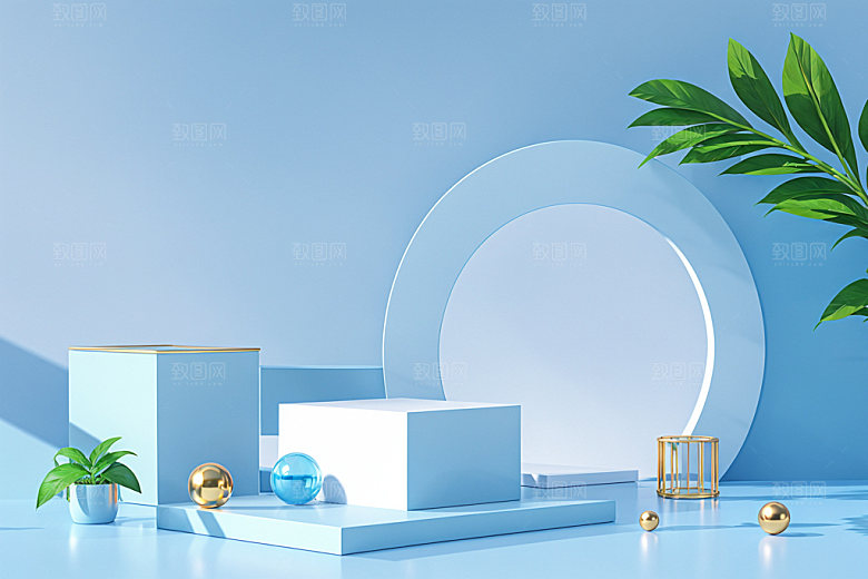 夏日清新明亮质感电商背景