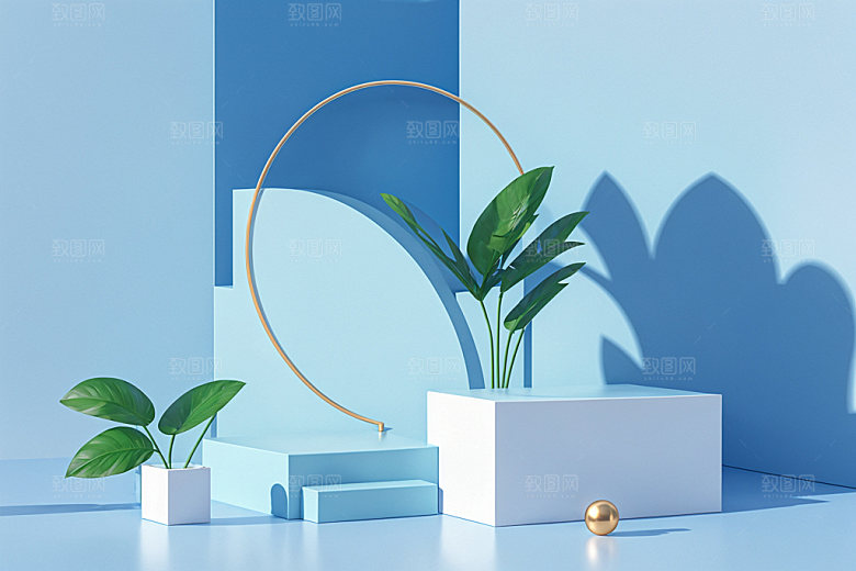 夏日清新产品简洁电商背景