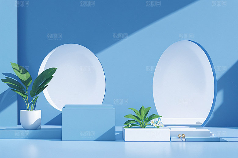 夏日清新展台高清电商背景