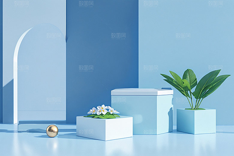 夏日清新清爽产品电商背景