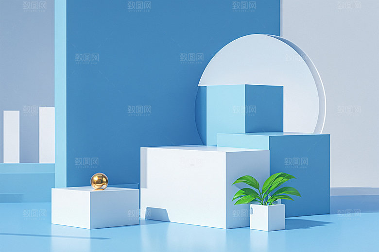 夏日清新高清展台电商背景