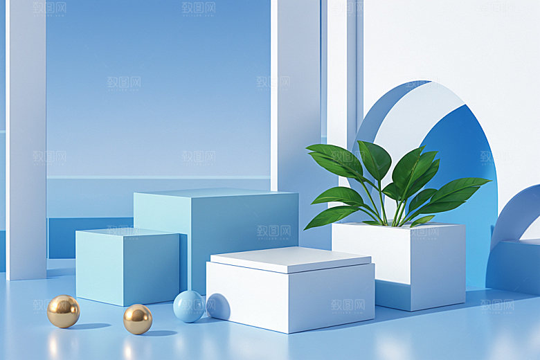 夏日清新高端产品电商背景