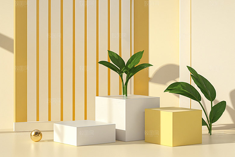 夏日清新化妆品展台电商背景