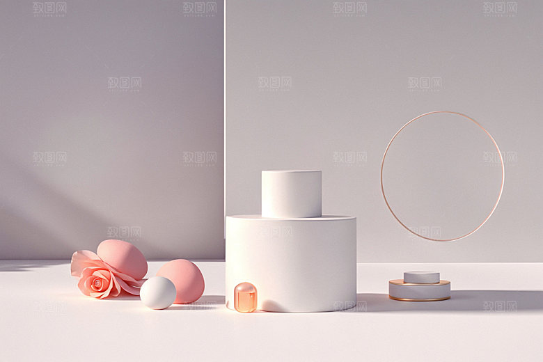 夏日清新产品展台电商背景