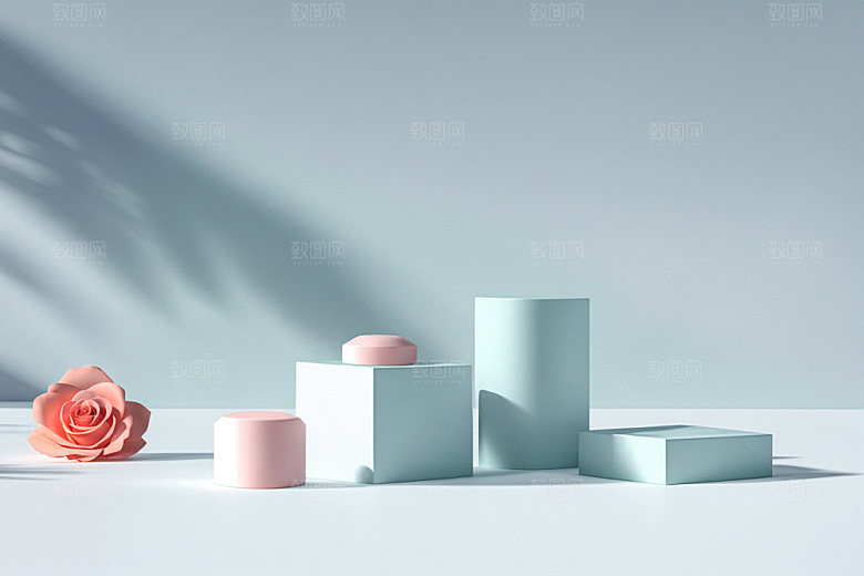 夏日清新清爽质感电商背景