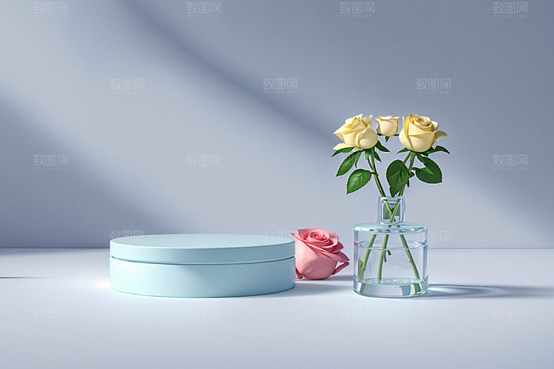 夏日清新化妆品质感电商背景