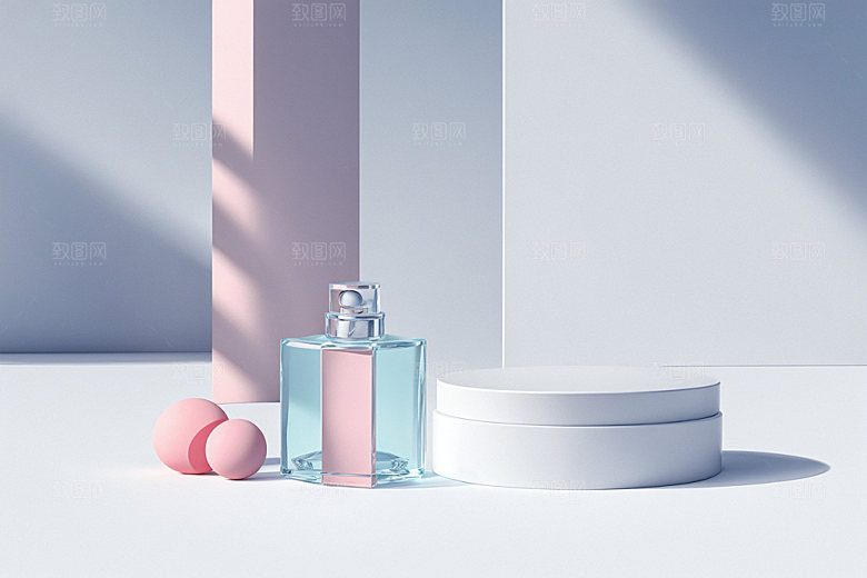 夏日清新化妆品INS风电商背景