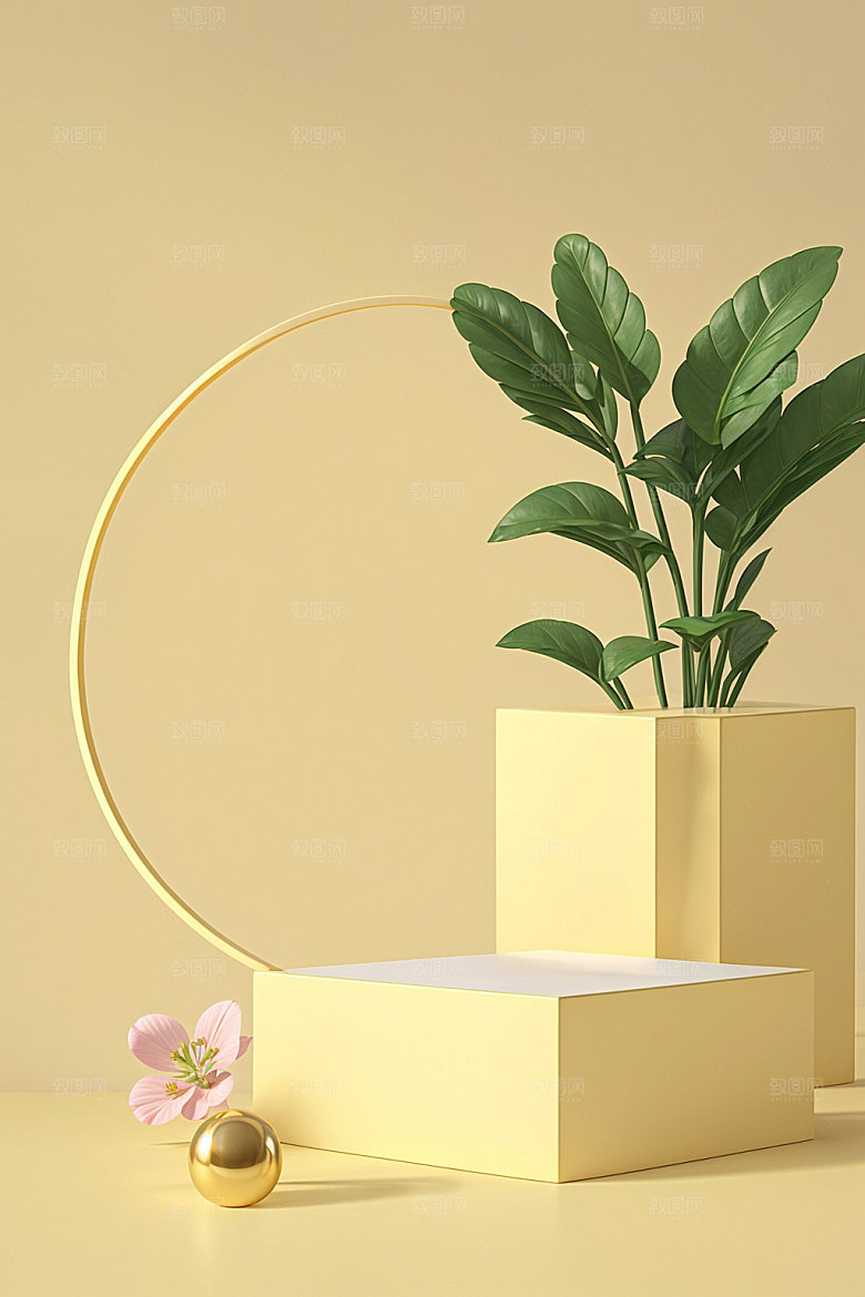 夏日清新化妆品展台电商背景