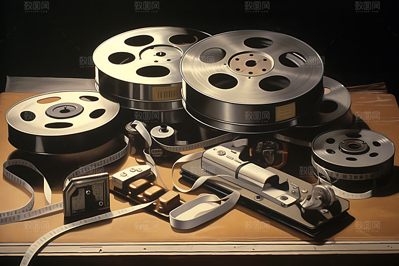 电影放映电影胶卷胶卷带摄影图