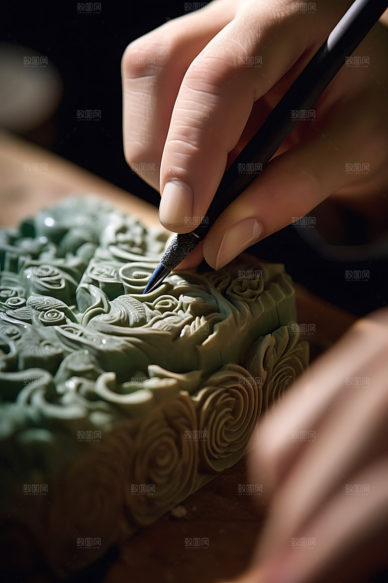雕刻手艺雕花摄影图