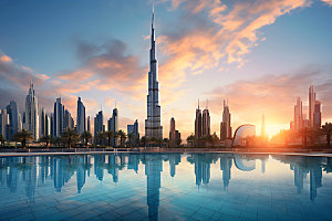 迪拜城市摩天大楼摄影图