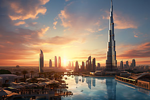 迪拜城市风光摄影图