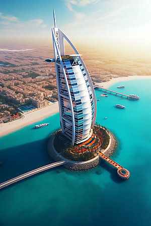 迪拜地标建筑摄影图