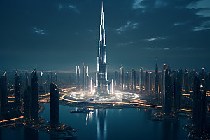 迪拜地标建筑摄影图