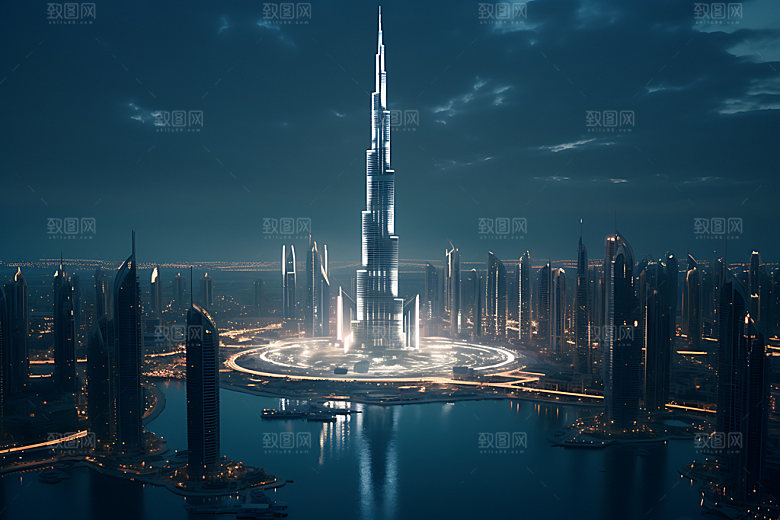 迪拜地标建筑摄影图