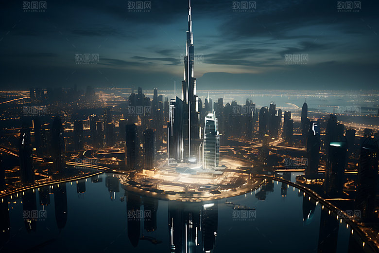 迪拜建筑风光摄影图