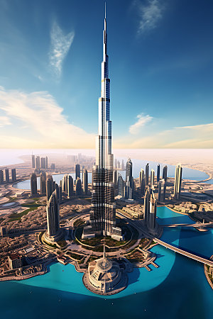 迪拜建筑城市摄影图
