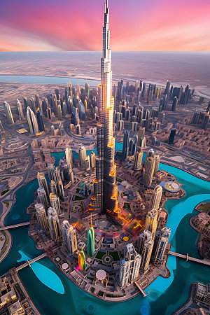 迪拜地标旅游摄影图