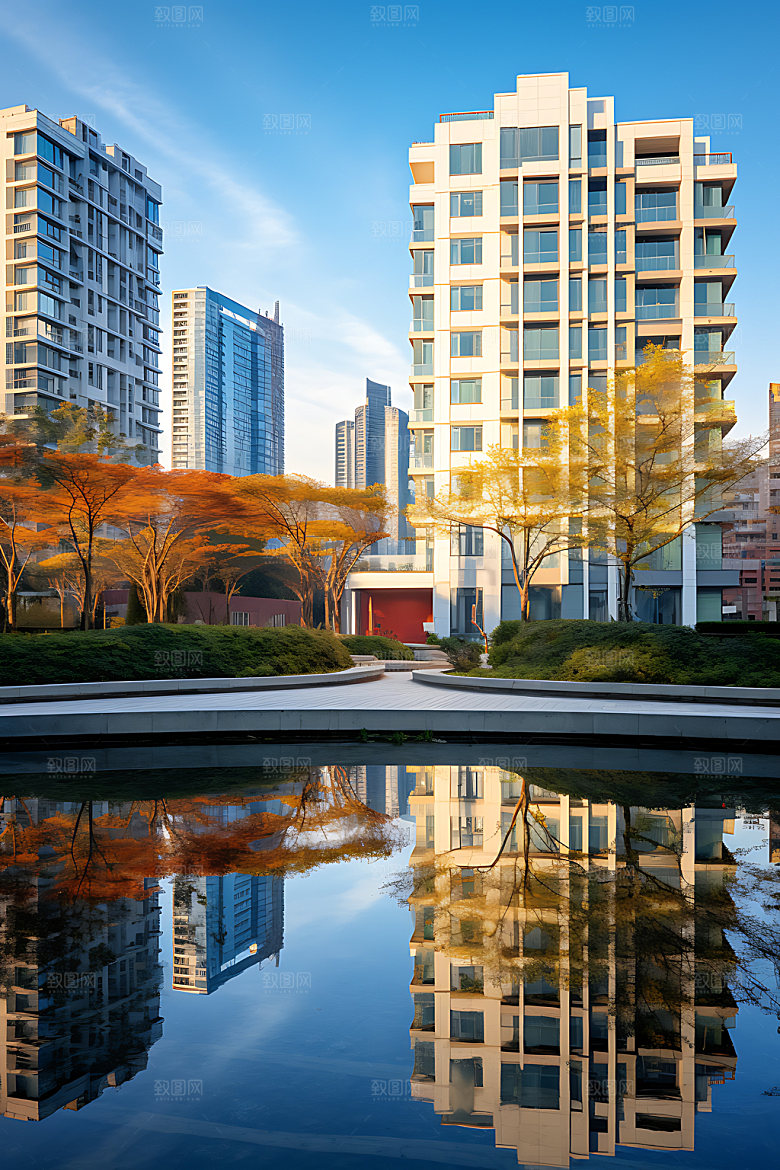 建筑秋色商业地块房地产效果图