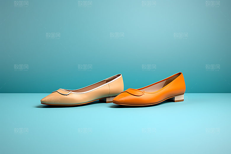 低跟女鞋皮鞋高清摄影图