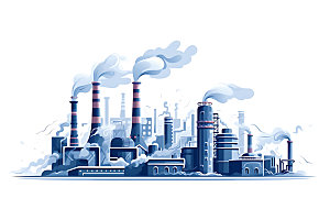 地热工厂艺术风格石油化工厂插画