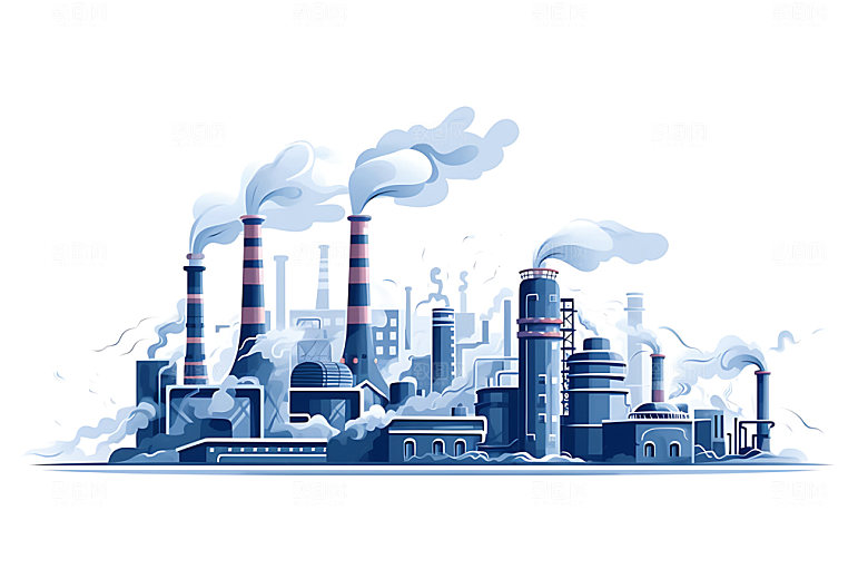 地热工厂艺术风格石油化工厂插画