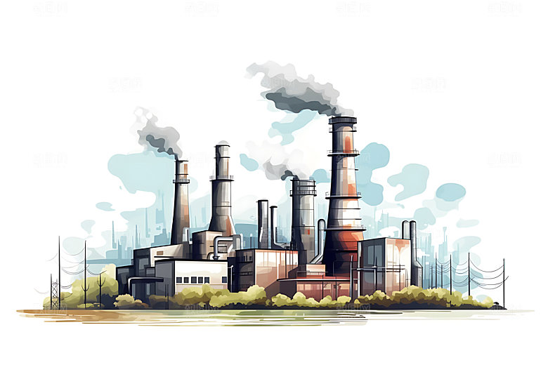 地热工厂重工业石油化工厂插画