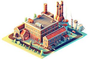 地热工厂重工业艺术风格插画