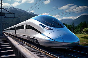 高铁铁路杆线高速列车模型