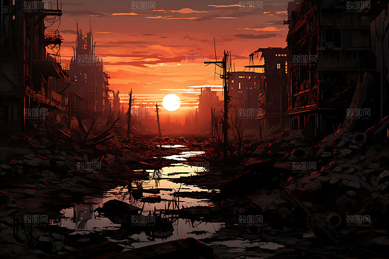 地震自然灾害地质灾害插画