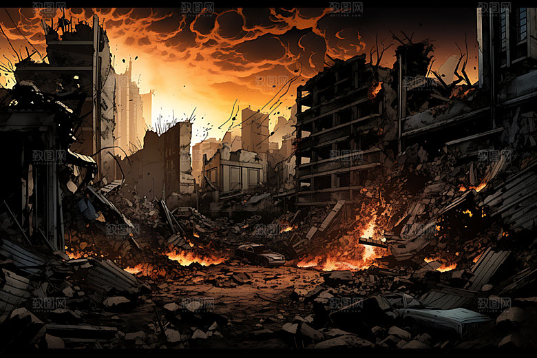 地震地质灾害自然灾害插画