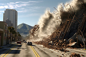 地震灾难崩塌摄影图