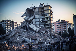 地震地裂房屋倒塌摄影图