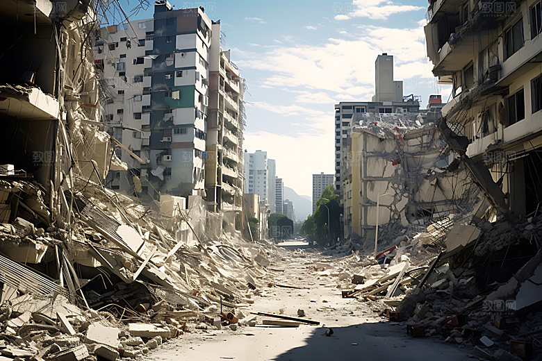 地震崩塌地裂摄影图