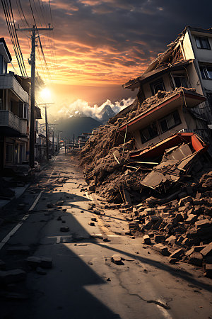 地震地质灾害地裂摄影图