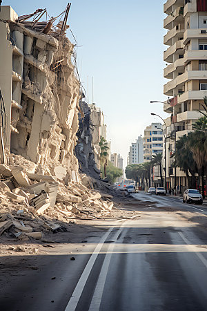 地震高清房屋倒塌摄影图