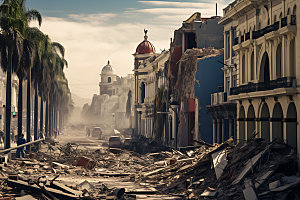地震地裂自然灾害摄影图
